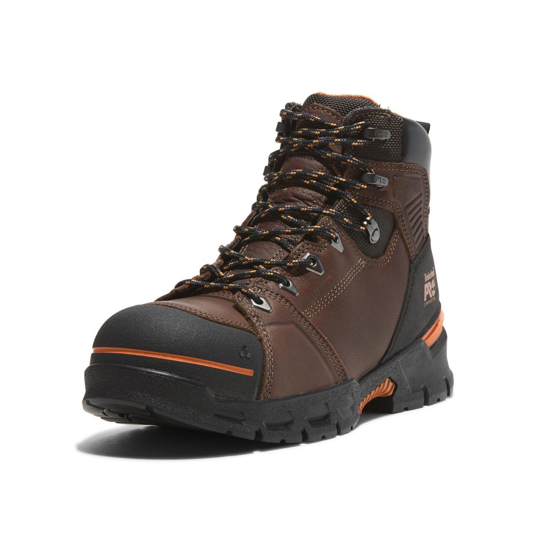Endurance EV 6 Inch Composite Toe Work Boots for Men - Brown Safety Shoes for Construction, Warehouse & Outdoor Work