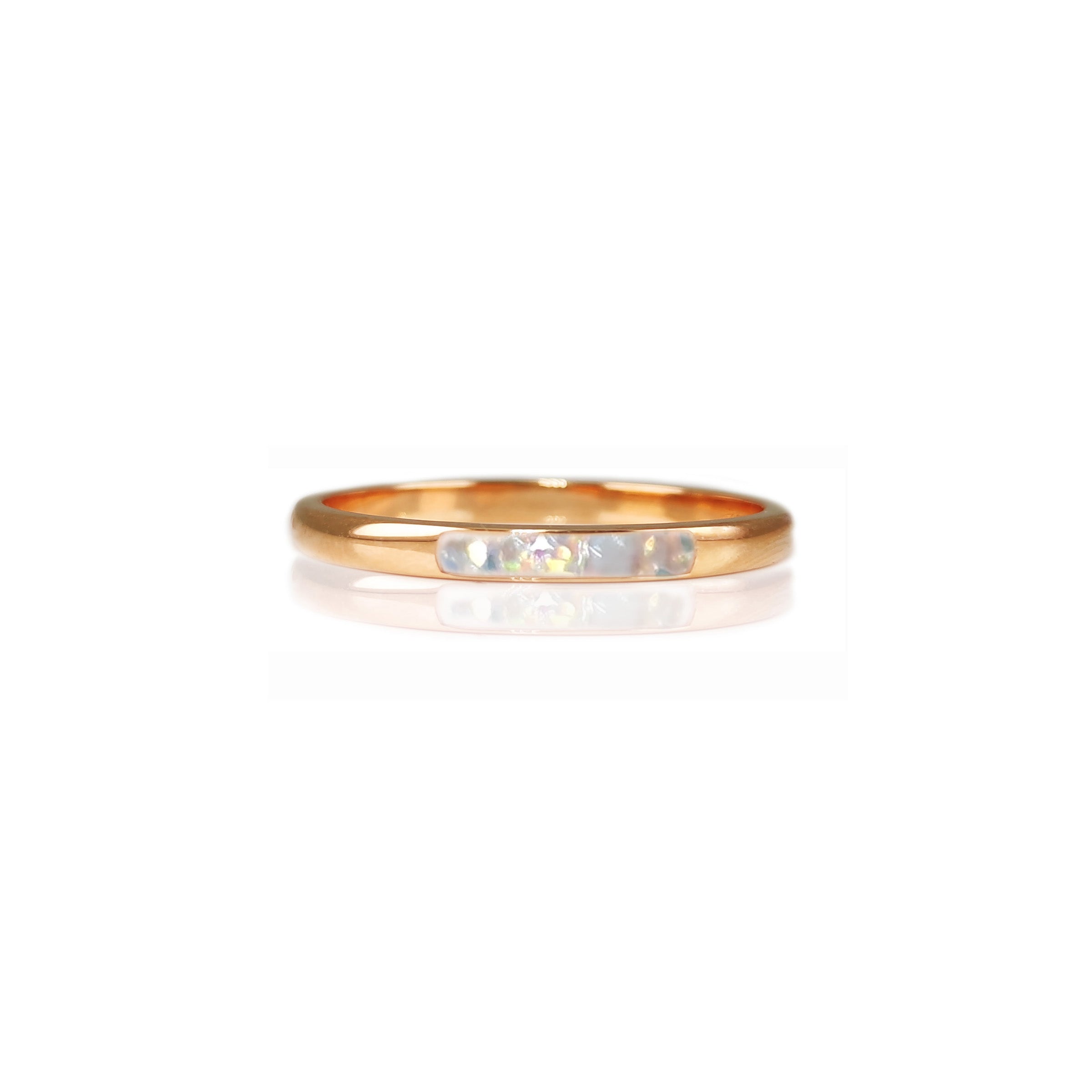 Solid Gold Birthstone Ashes Stackable Ring 2mm Wide - Memorial Jewelry for Loved Ones, Stackable Wedding Band, Anniversary Gift for Her - Perfect for Remembrance, Everyday Wear & Special Occasions