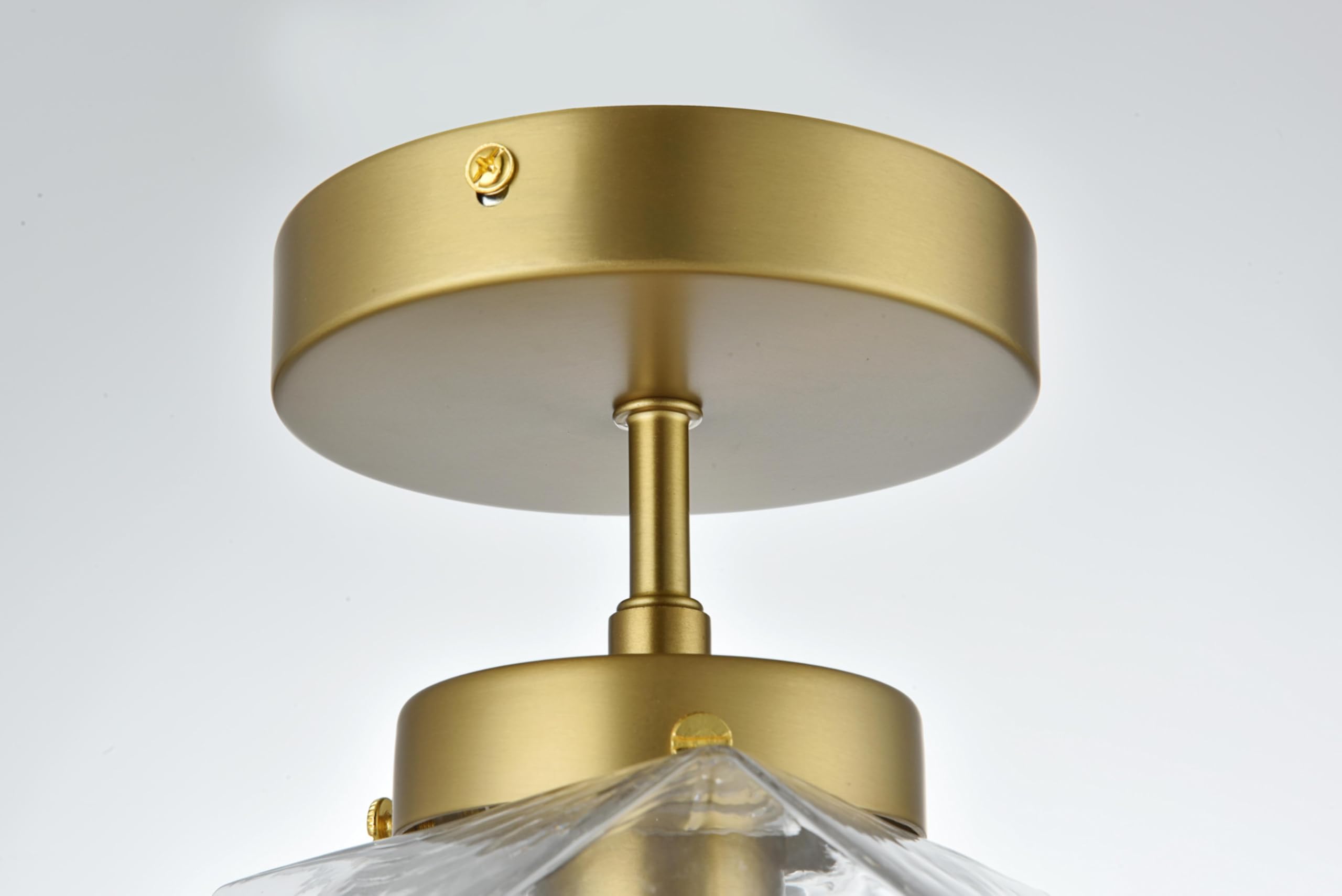 Lawrence 1-Light Mid-Century Modern Metal Flush Mount Ceiling Light in Black/Clear Glass - Perfect for Living Room, Bedroom & Hallway Lighting