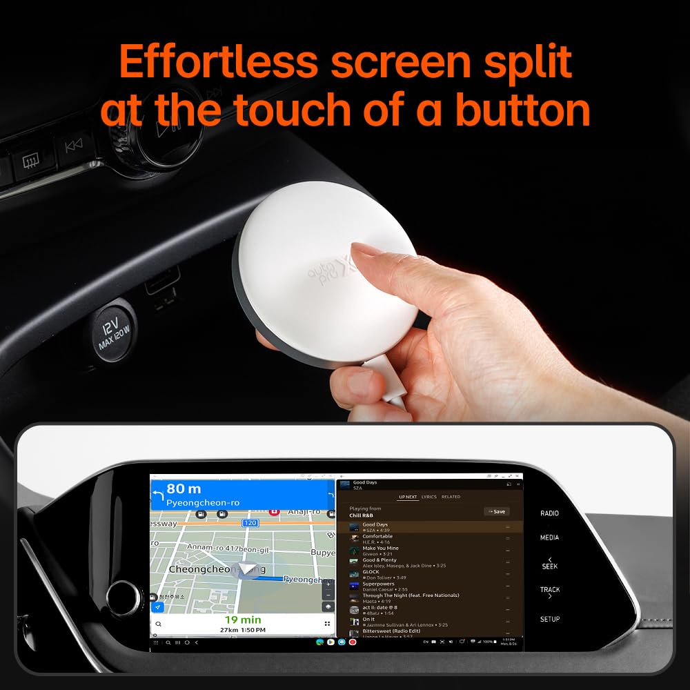 AutoPro X Wireless Android Auto Adapter for Samsung - Seamless DeX Integration, Netflix, YouTube & TikTok Streaming - Instant Phone App Access - Perfect for Road Trips & In-Car Entertainment