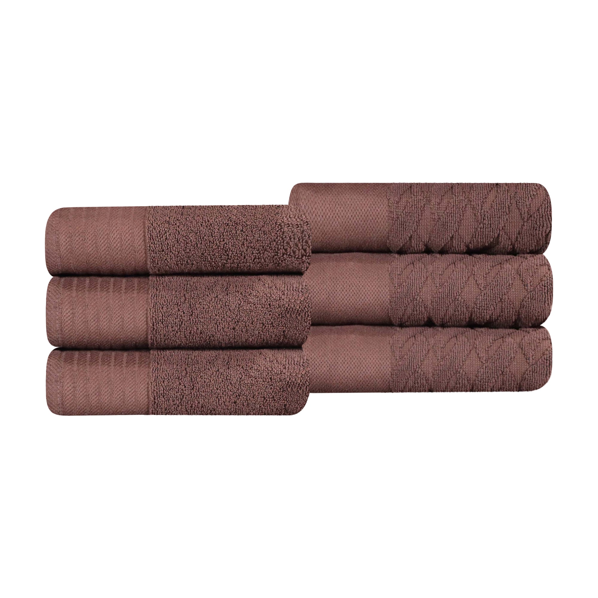 Premium 6-Piece Turkish Cotton Jacquard Herringbone Hand Towel Set - Soft & Absorbent Bath Towels for Spa, Guest Bathroom, and Luxury Home Decor