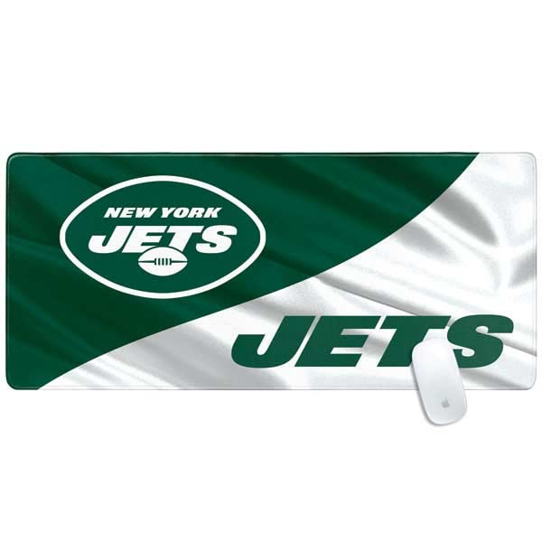 Skinit Extra Large Gaming Mouse Pad - Officially Licensed NFL New York Jets Design with Stitched Edges, Waterproof, Non-Slip Rubber Base - Perfect Desk Mat for Keyboard & Mouse - Ideal for Gaming, Office Work, and Home Computer Setup