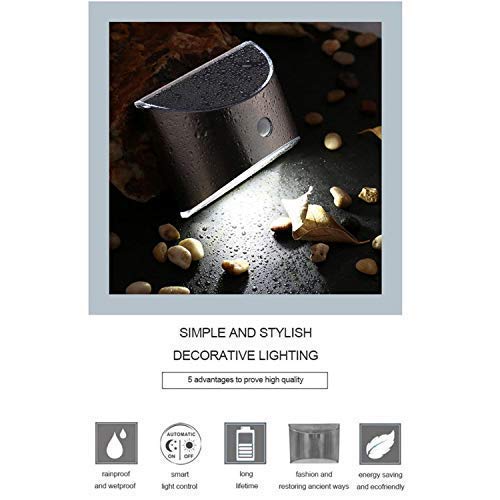 Dusk Till Dawn Outdoor Solar Lights 4 Pack - Stainless Steel Weatherproof Security Wall Lights for Fence, Steps & Pathways | Wireless Solar Powered for Easy Installation | Perfect for Backyard, Garden & Patio Lighting