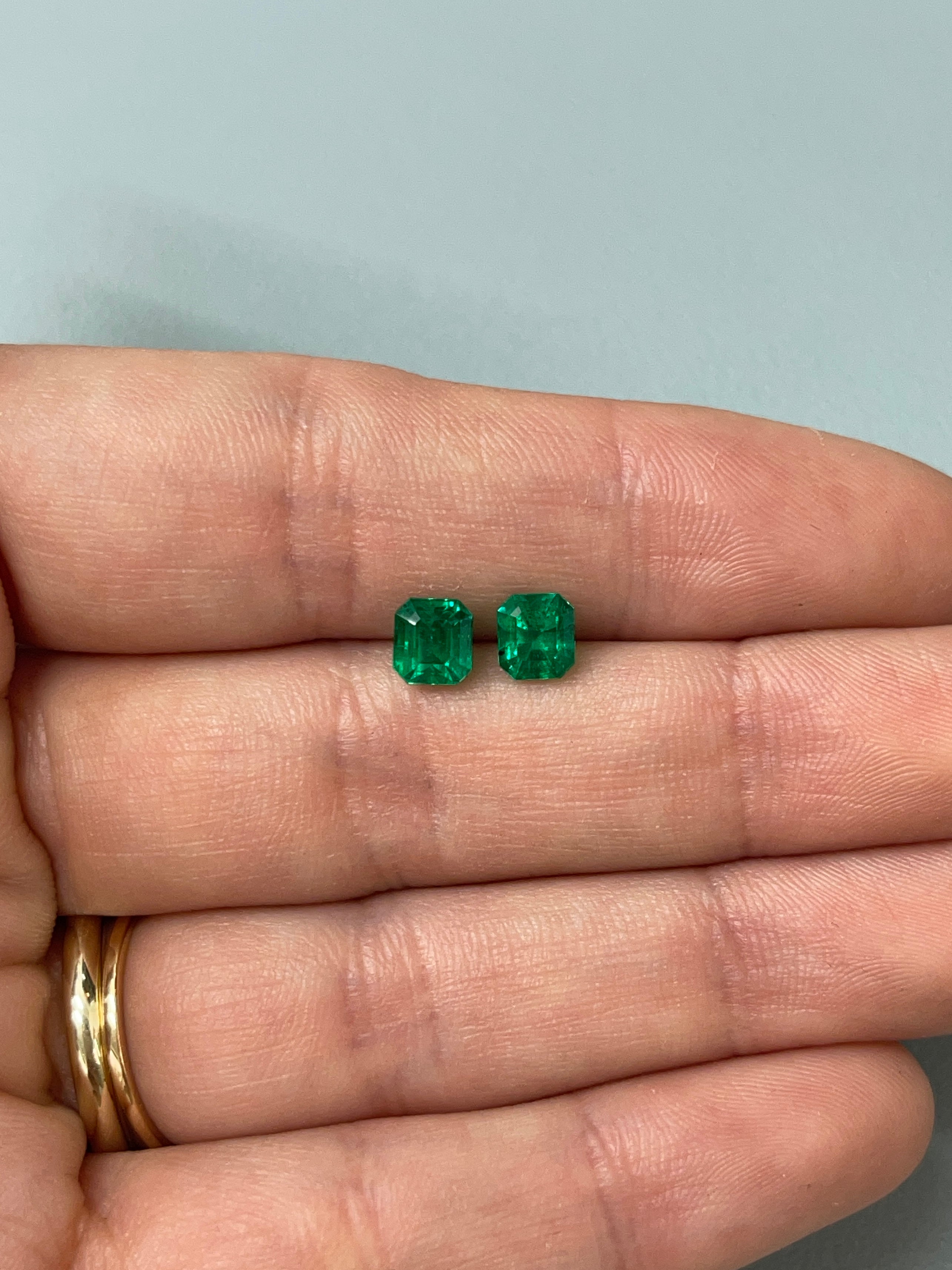 1.79tcw 5.5x5mm Muzo Green Colombian Loose Emeralds - Asscher Cut Natural Gemstones for Jewelry Making, Engagement Rings & Luxury Gifts