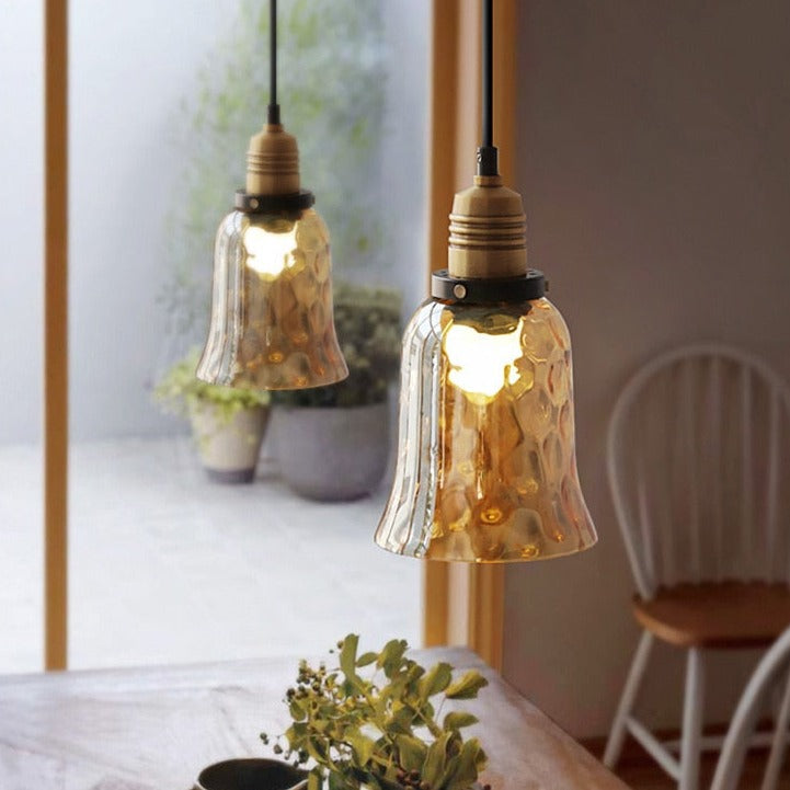 Coliseum Hammered Glass LED Pendant Light - Modern Industrial Ceiling Fixture for Dining Room, Kitchen Island & Living Room Decor