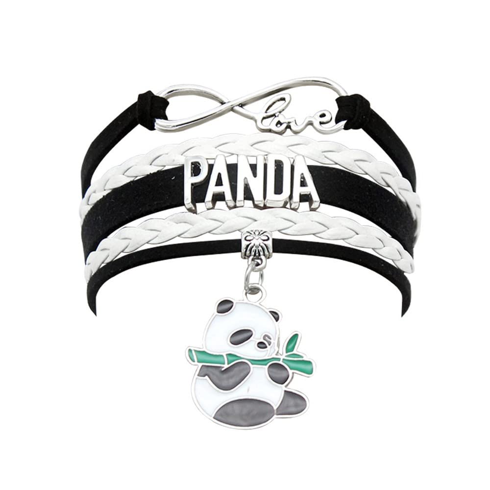 Handmade Woven Panda Bracelet - Cute Infinity Love Charm Bangle with Panda Pendant - Perfect Gift for Women, Girls, Teens - Ideal for Valentine's Day, Birthday, Friendship Jewelry