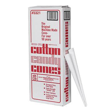 300 Count Cotton Candy Cones for Parties & Events - Bulk Pack of Premium Sugar Cones for Cotton Candy Machines - Perfect for Carnivals, Fairs & Birthday Celebrations