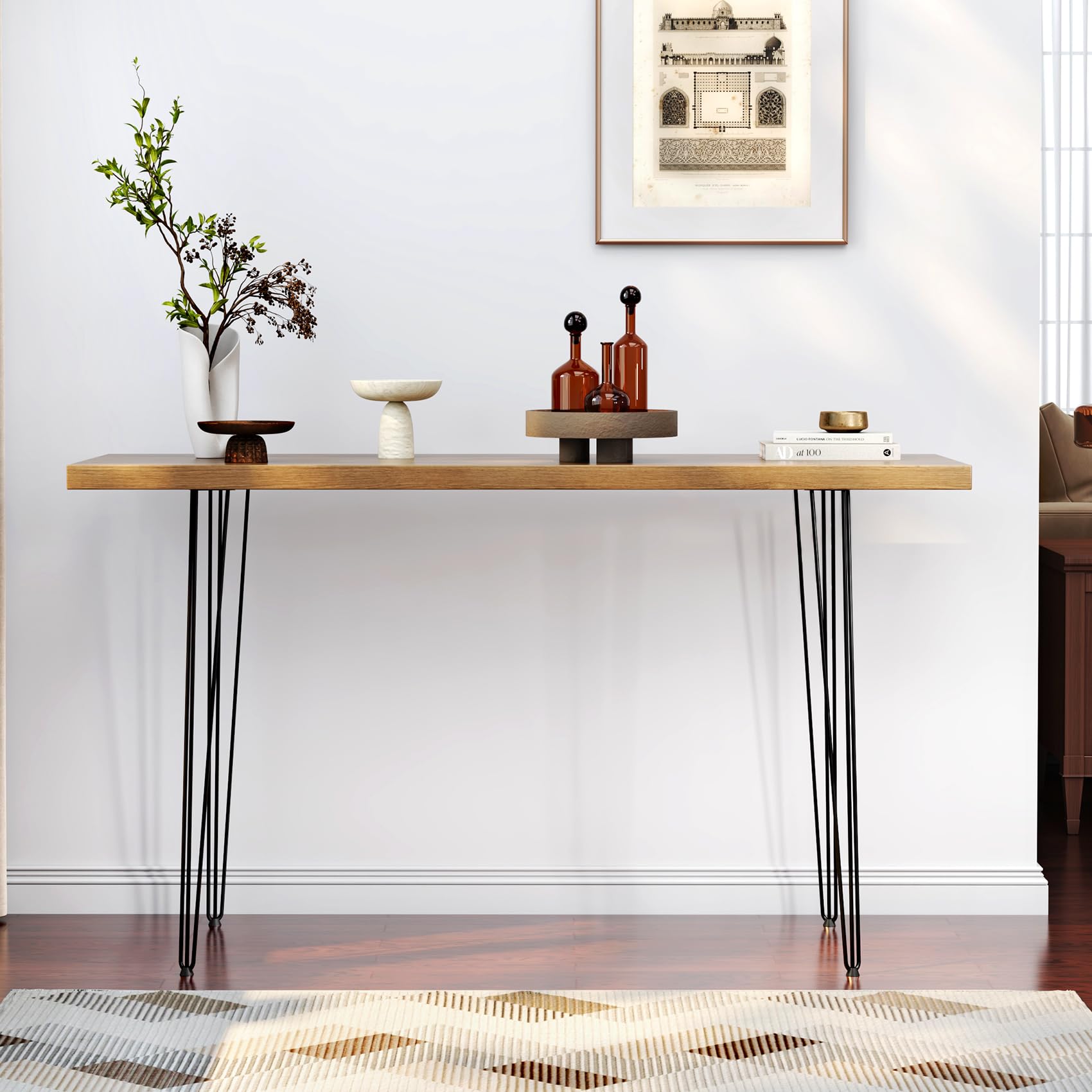 TENGCHANG 40 Inch Hairpin Legs Set of 4 - Heavy Duty 3-Rod Steel Table Legs for DIY Furniture, Bar Tables, Desks, Coffee Tables & Benches - Black Metal Legs for Dining Room, Office & Home Decor