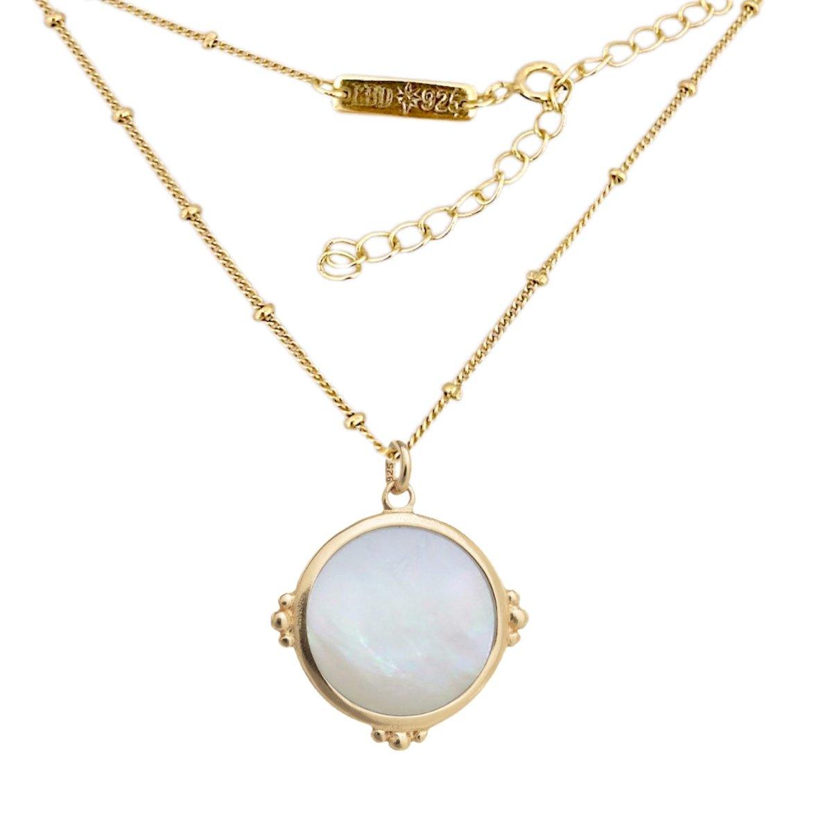 Enchanted Gold Mother of Pearl Necklace - 18K Gold Vermeil Pendant for Women - Perfect for Weddings, Parties & Special Occasions
