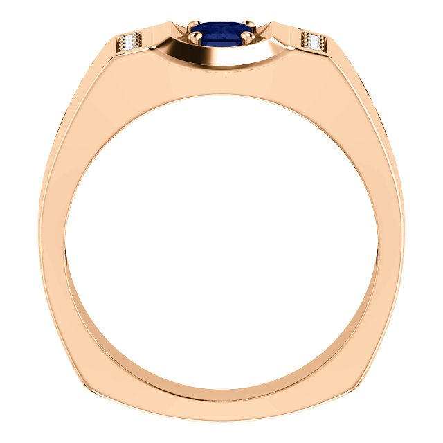 14K Gold Men's Sapphire & Diamond Ring - 3/4 CT Sapphire & 0.12 CTW Diamond Accent - Elegant Wedding Band, Anniversary Gift for Him, Perfect for Engagements & Special Occasions