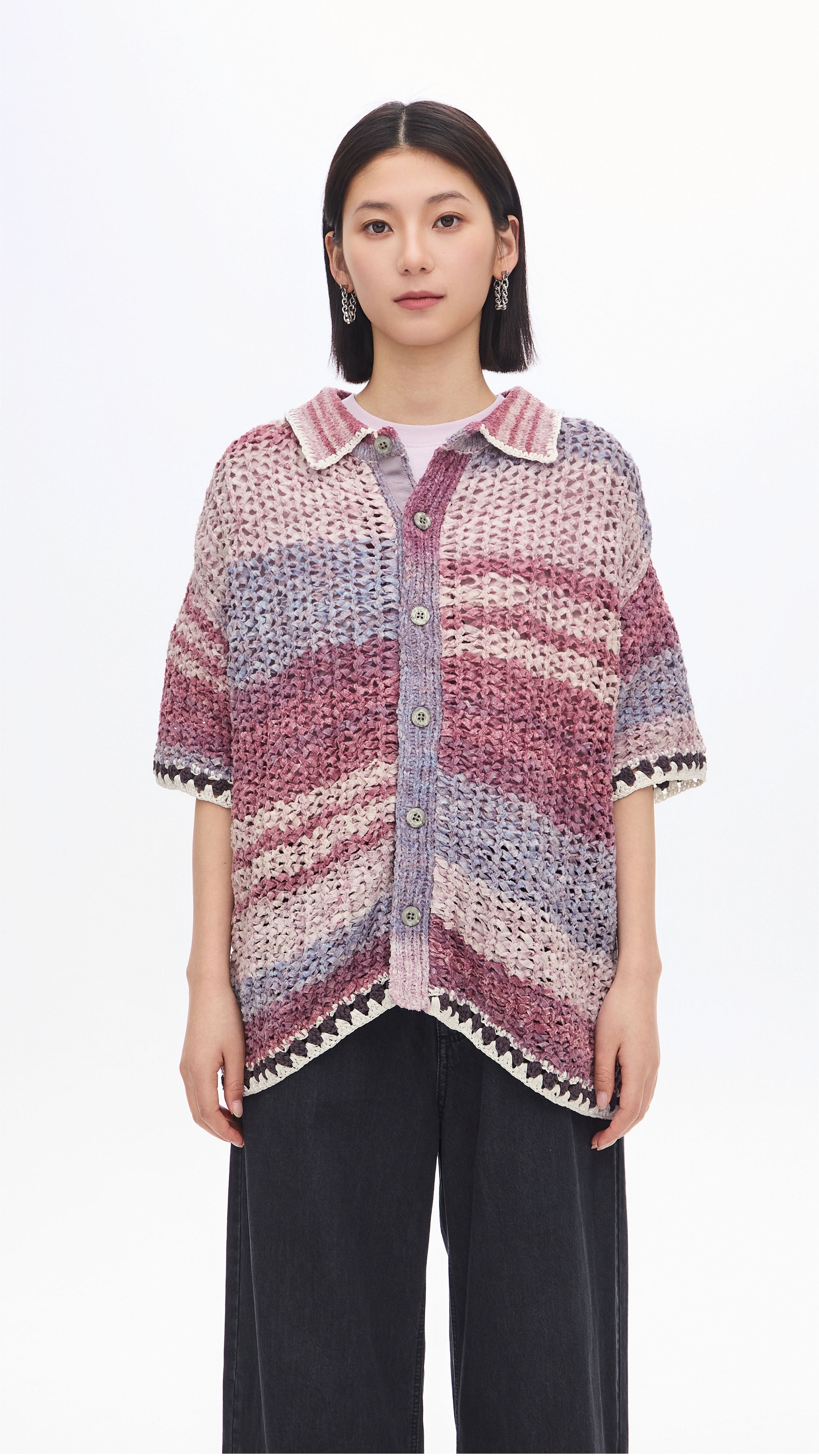 Stylish Knitted Space Dye Open Collar Cardigan Sweater for Women | Cozy Fall & Winter Fashion | Perfect for Office, Date Night & Casual Outings