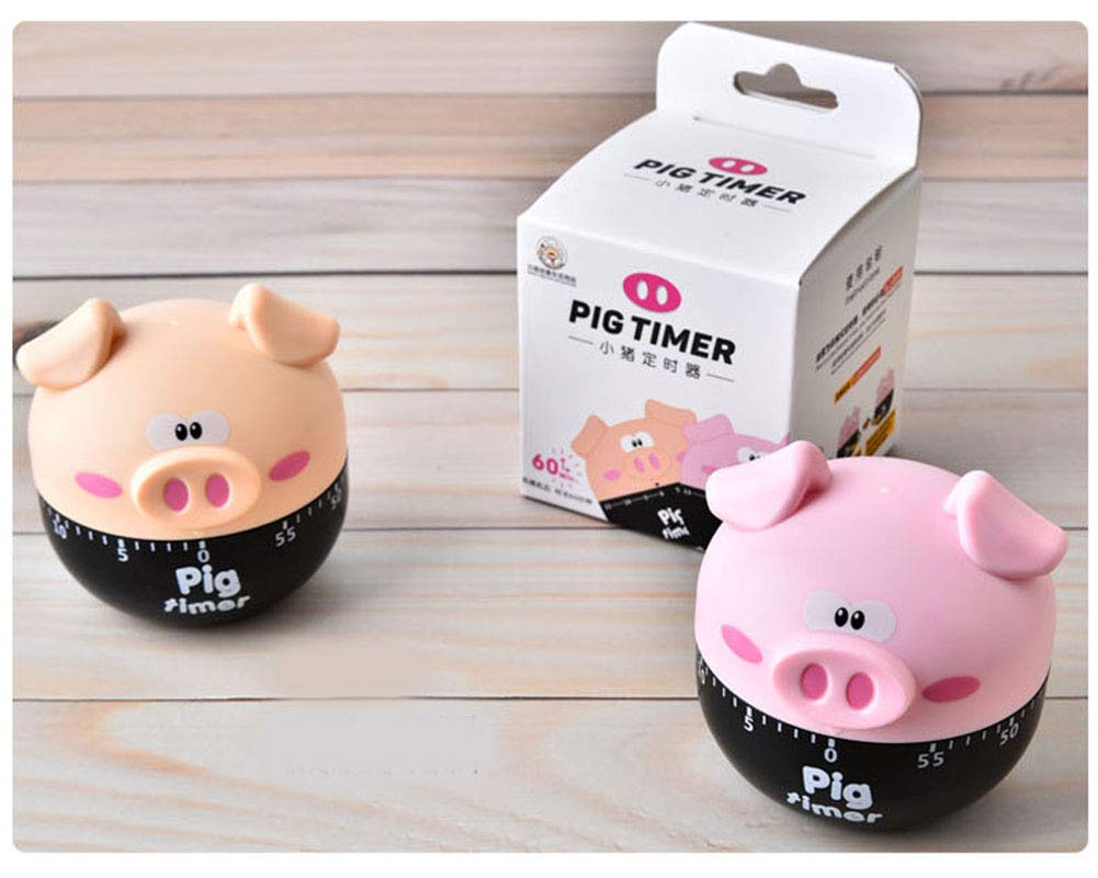 **60-Minute Cute Cartoon Pig Kitchen Timer - Loud Alarm Mechanical Cooking Timer for Baking, Study & Classroom (Pink)**