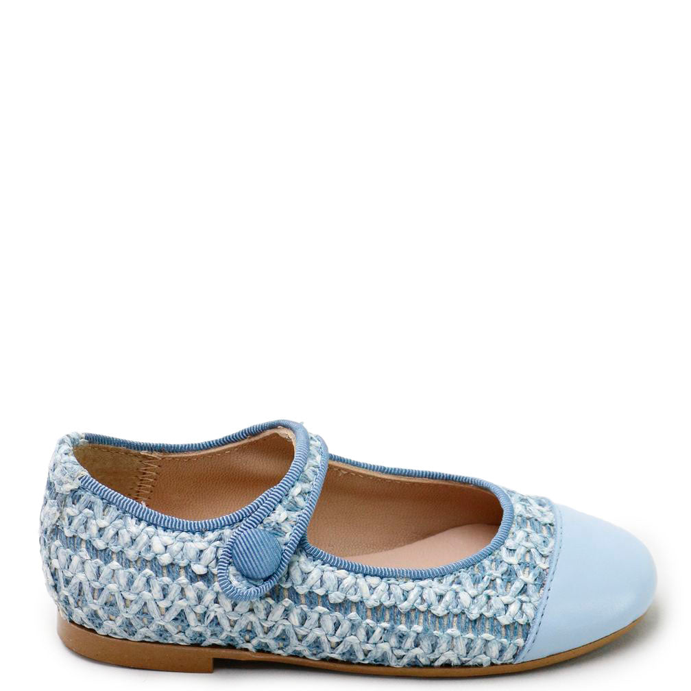 Baby Blue Wicker Captoe Mary Jane Shoes for Girls – Comfortable & Stylish Toddler Dress Shoes for Weddings, Parties & Special Occasions