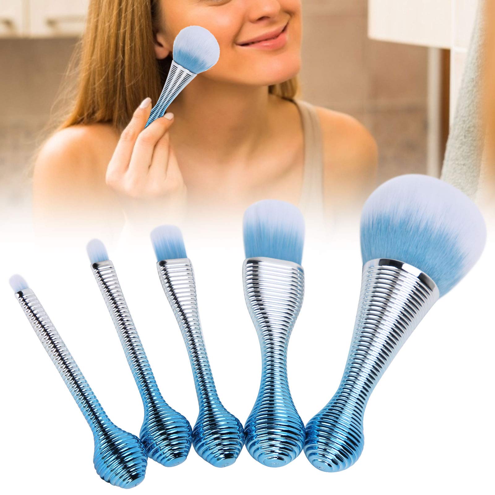 5-Piece Professional Makeup Brush Set for Loose Powder, Blush, Concealer & Eyeshadow - Perfect for Everyday Makeup & Travel Grooming Essentials