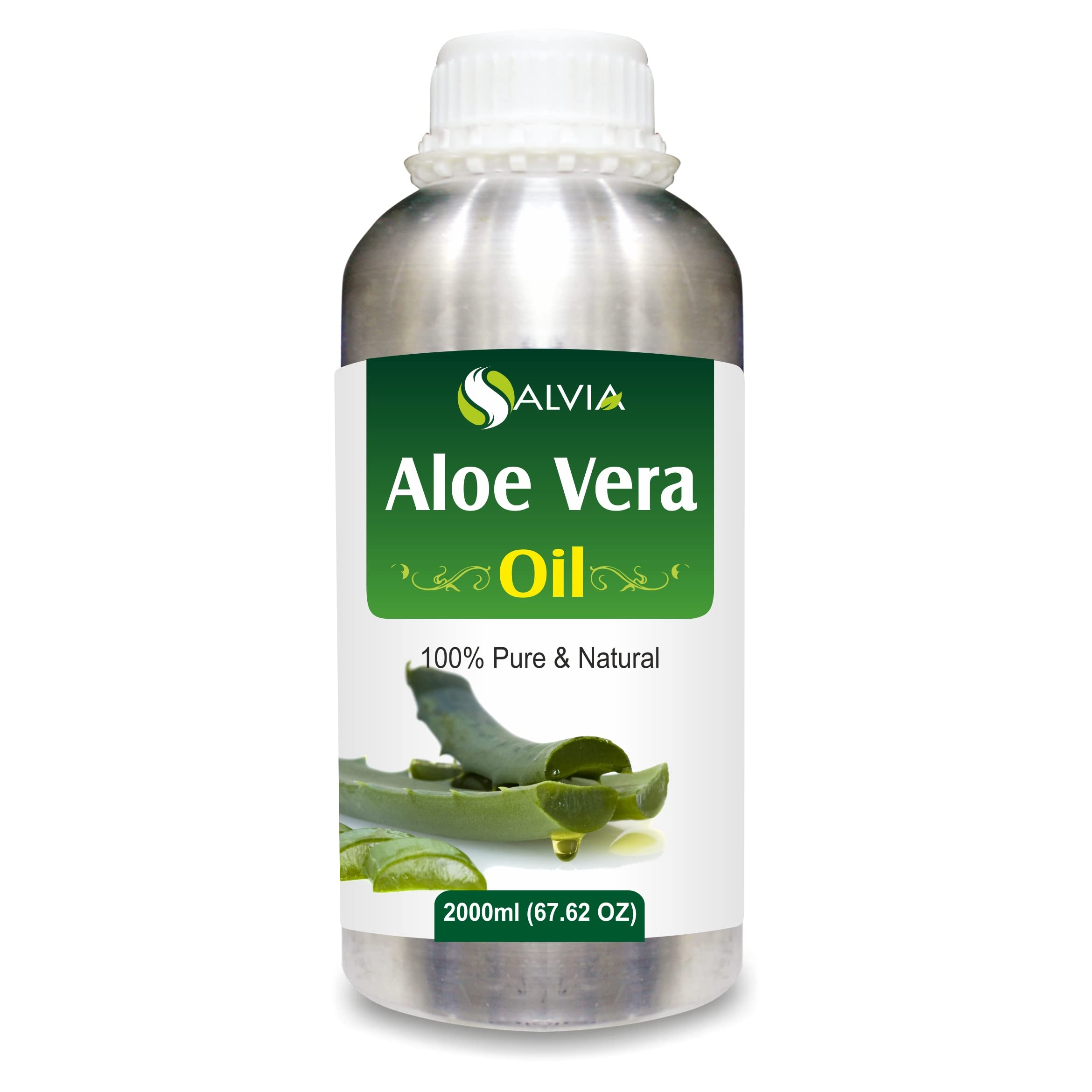 Pure Organic Aloe Vera Oil Extract (Aloe barbadensis) - 2000ml (67.62 Fl oz) Carrier Oil for Skin & Hair Care - Hydrating Moisturizer for Face, Body & Scalp - Perfect for Massage, Aromatherapy & DIY Beauty Products
