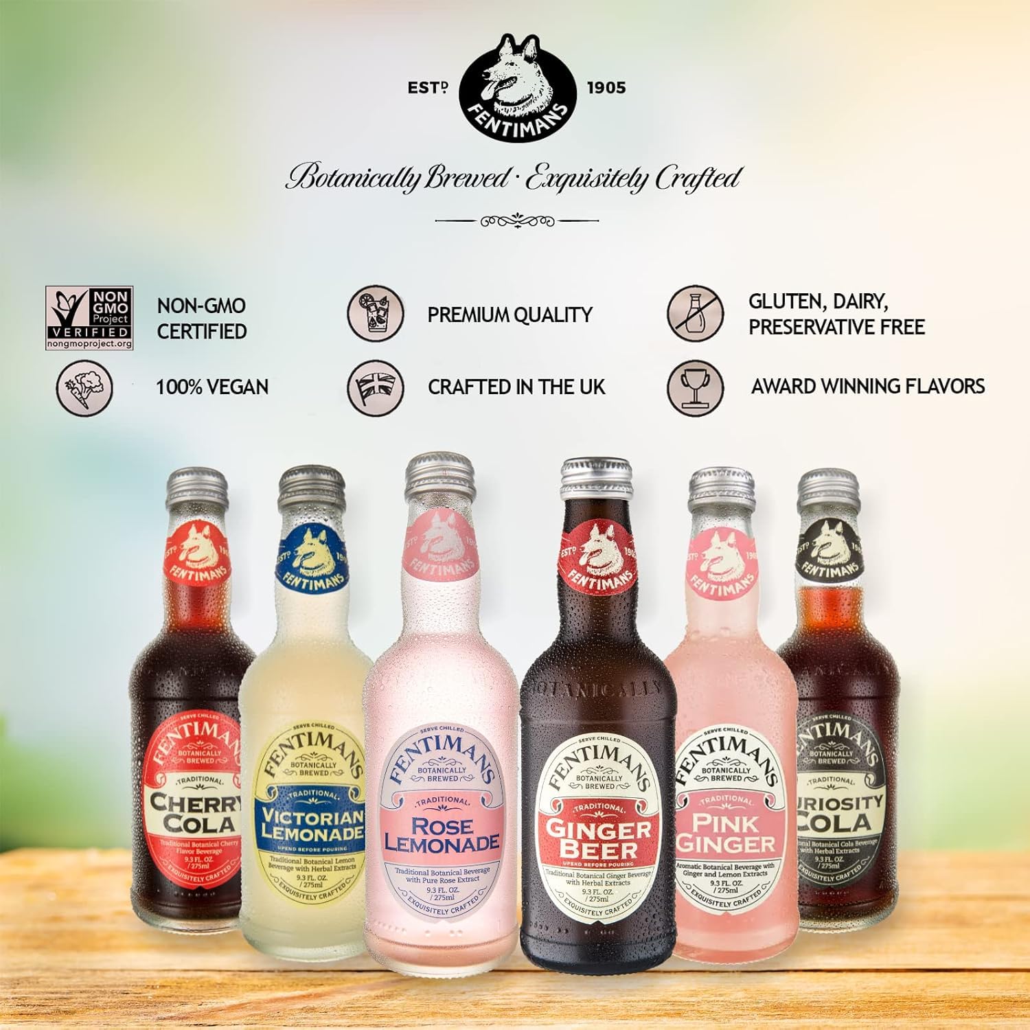 Fentimans Sparkling Rose Lemonade - Natural Pink Lemonade with Pure Rose Extract, Craft Soda, Botanically Brewed | Perfect for Cocktails, Mocktails & Summer Refreshments | 9.3 Fl Oz (Pack of 4)