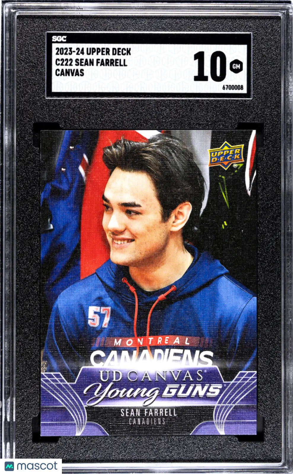 2023 Upper Deck Series 2 Hockey Sean Farrell UD Canvas Young Guns SGC 10 Graded Rookie Card - Perfect for NHL Collectors, Sports Memorabilia Displays & Hockey Fan Gifts