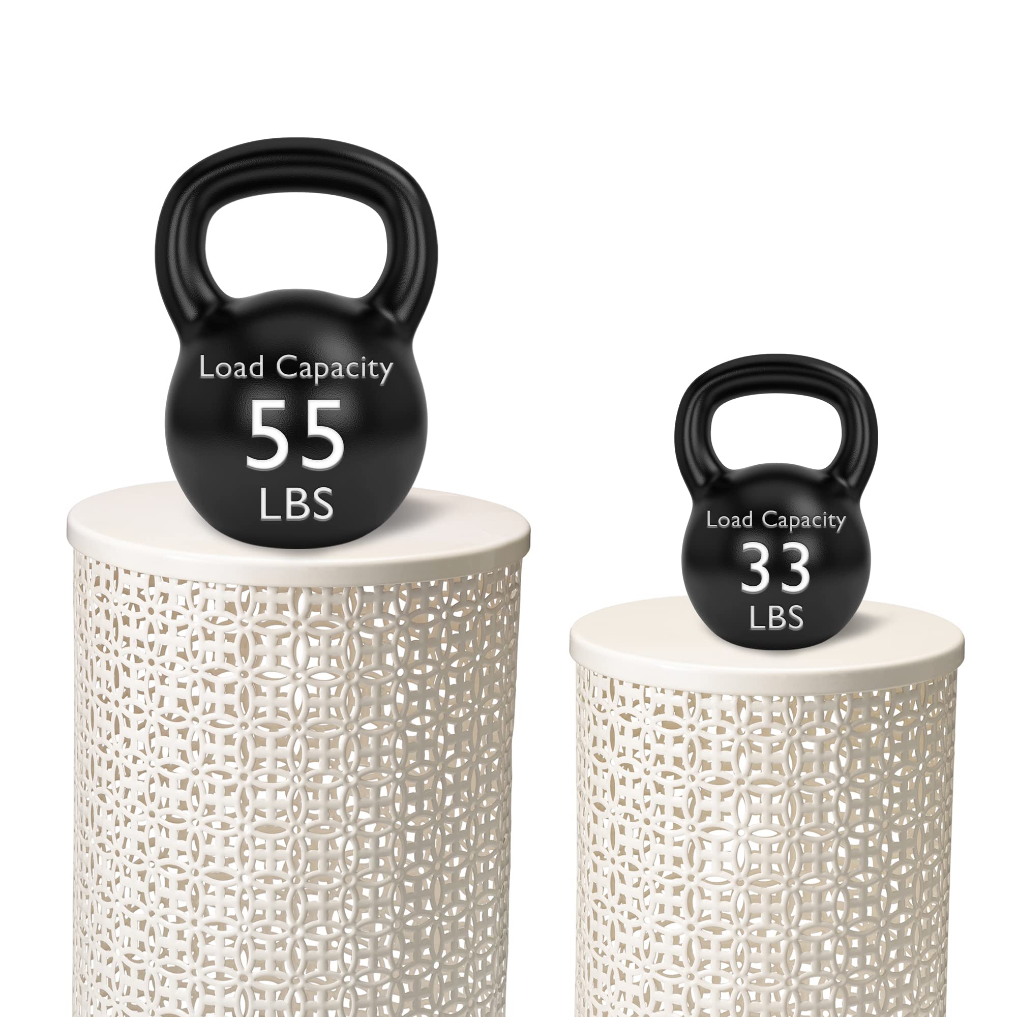 Glitzhome 2-Piece Outdoor Side Table Set - Heavy Duty Metal Frame Modern End Table for Garden, Patio, Balcony & Indoor Use - Cream White Accent Table for Living Room, Bedroom & Outdoor Decor
