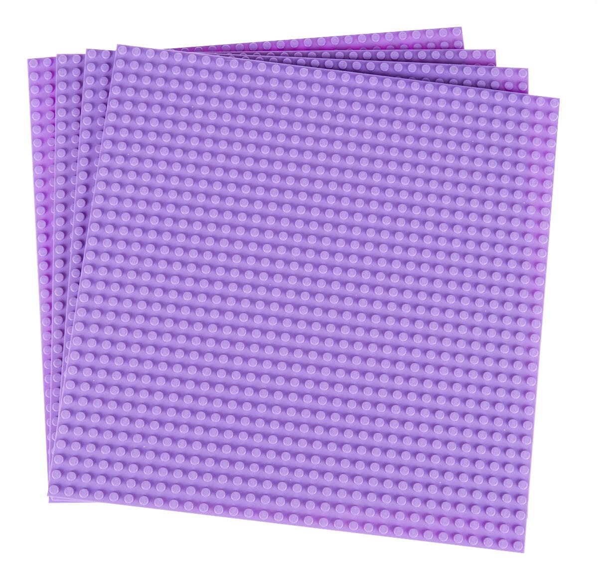 Strictly Briks 4 Pack Classic Stackable Baseplates 10x10 Inches - Compatible with Lego Building Bricks, 32x32 Studs for Towers & Shelves - Includes 4 Plates & 30 Stackers in Lavender | Perfect for Kids' Creative Play, DIY Room Decor & STEM Learning Activities