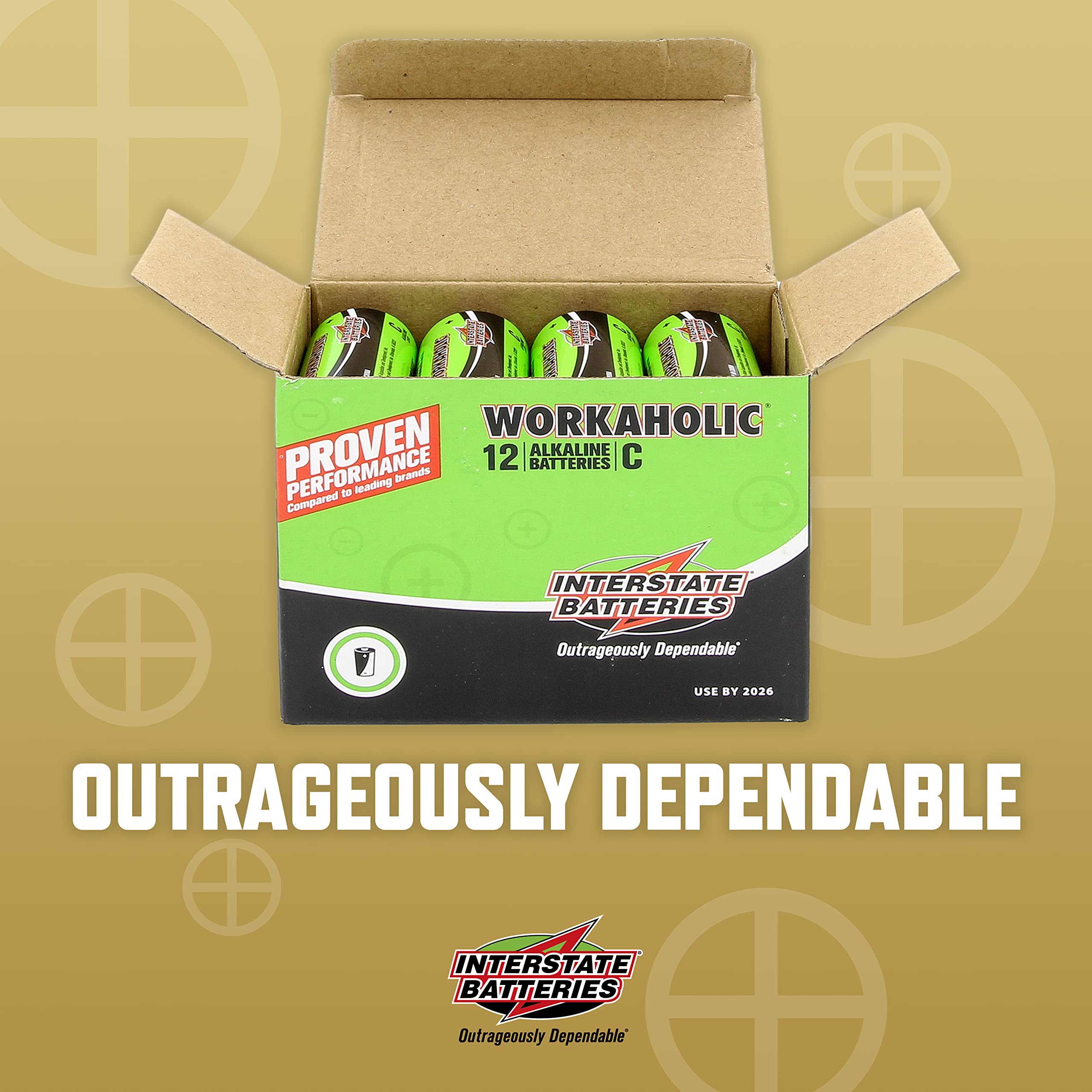 Interstate Batteries C Cell Alkaline Batteries (12 Pack) - 1.5V High Performance Long Lasting Batteries for Flashlights, Toys, Clocks & Electronic Devices - All-Purpose Power Solution (DRY0080)
