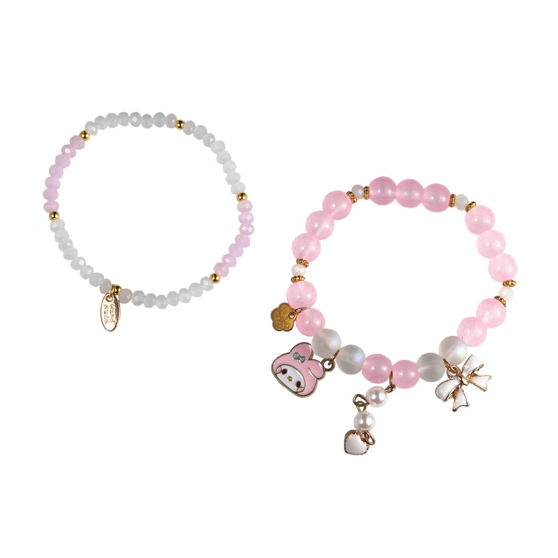 Elastic Cartoon Crystal Beads Pearl Bracelets - Adjustable Kawaii Beaded Bracelet for Women & Girls - Cute Graduation Charm Gift for Kids - Perfect for Parties, School, and Everyday Wear