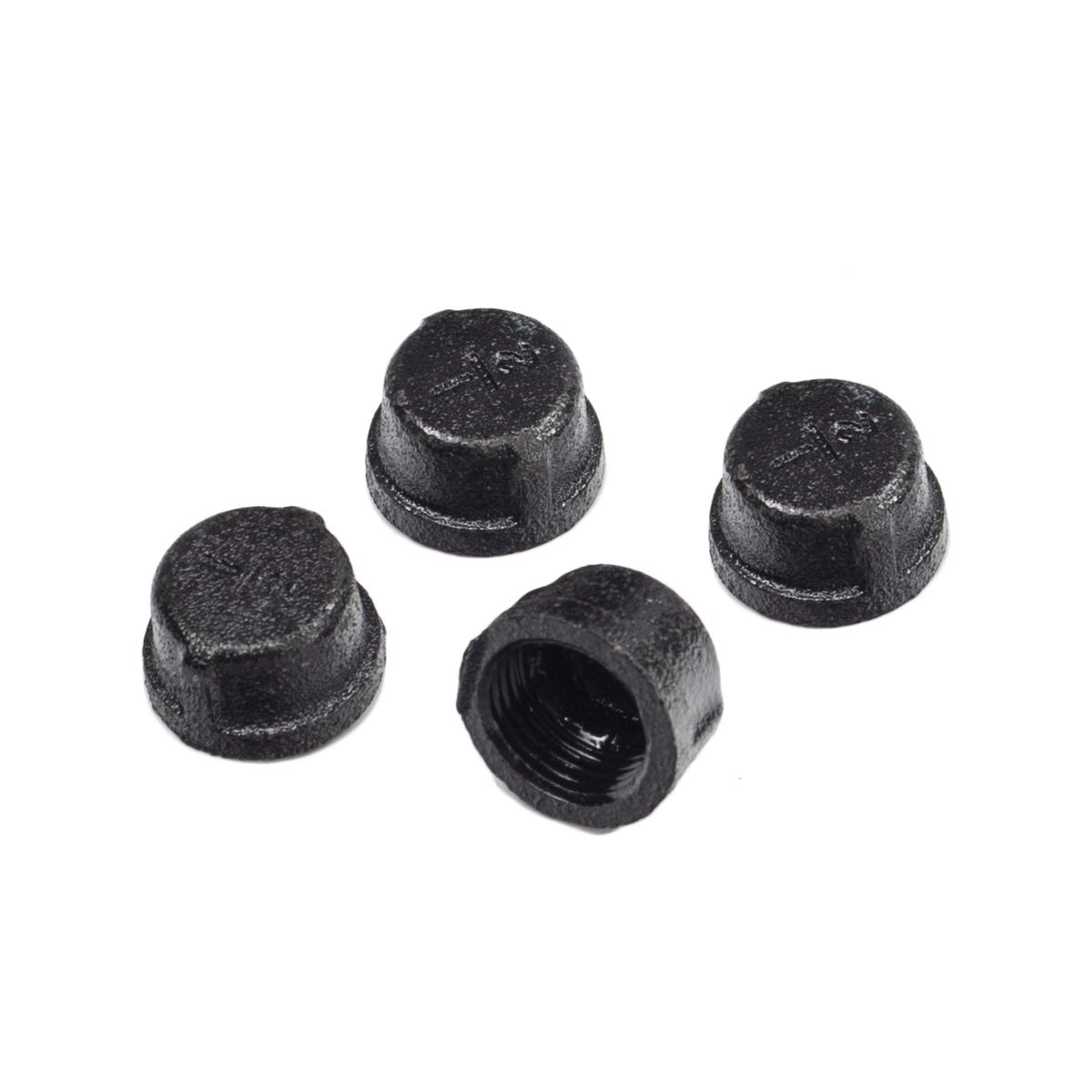 Vintage Industrial Steampunk Iron Pipe Caps - Set of 4 (DN15) for DIY Home Decor, Industrial Style Furniture & Steam Punk Themed Room Accessories - Perfect for Industrial Loft Decor, Steampunk Costume Props & Vintage Pipe Projects