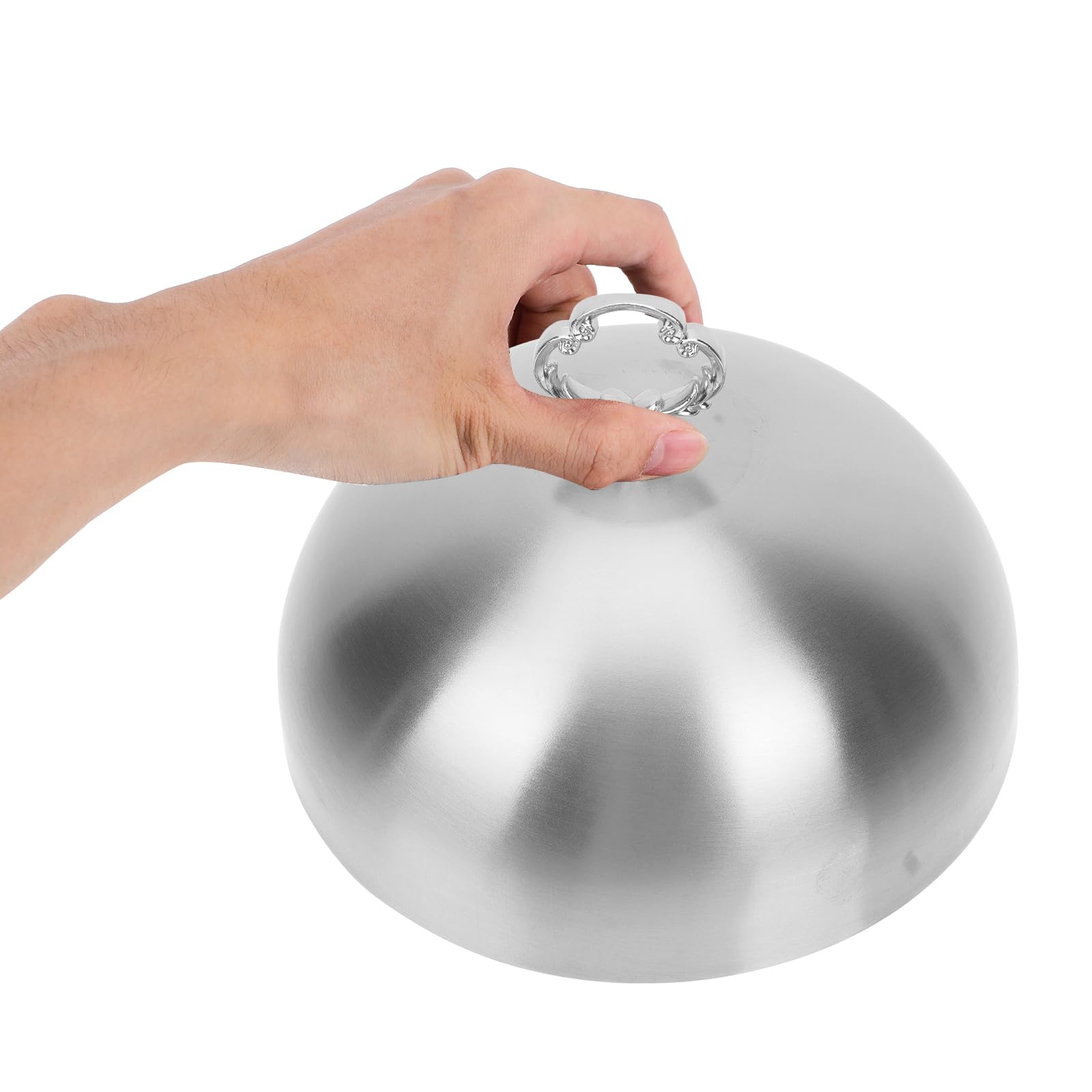 Stainless Steel Food Cover Dome - 20cm Cheese Melting Dome with Silver Flower Handle, Basting Cover for Cakes & Serving Dishes | Perfect for Restaurants, Bakeries & Home Kitchen Use