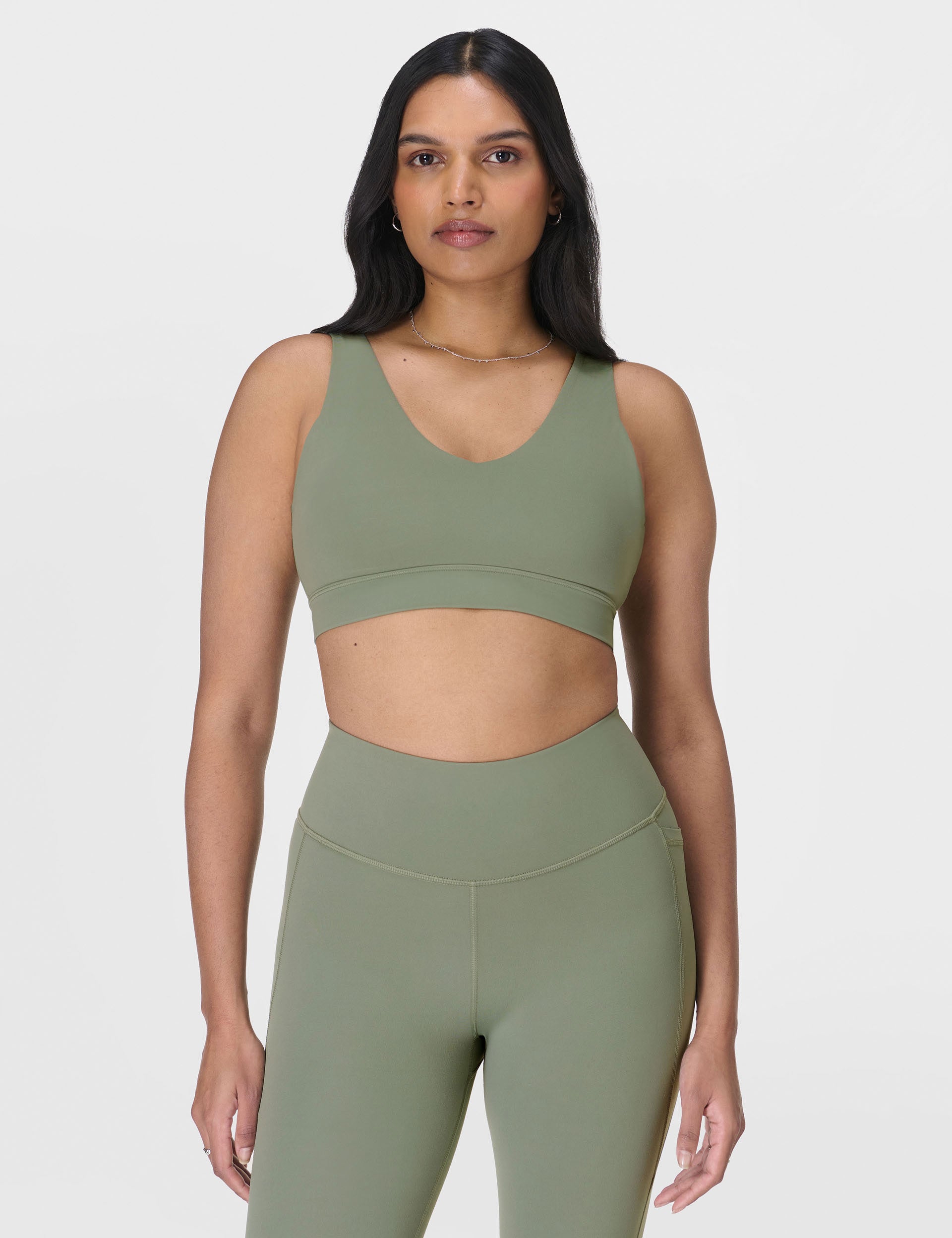 Ultimate Studio Voop Bra - Willow Green Seamless Sports Bra for Women | Yoga, Running, Gym & Activewear