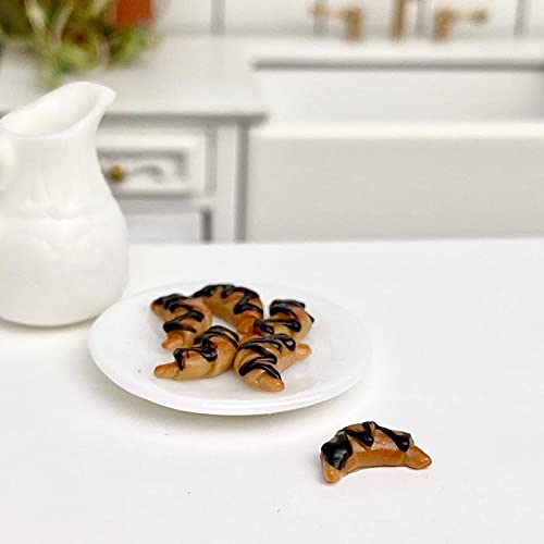 Factory Direct Craft Mini Chocolate Drizzle Croissants - 1:12 Scale Dollhouse Miniature Food for Baking Displays & DIY Scenes