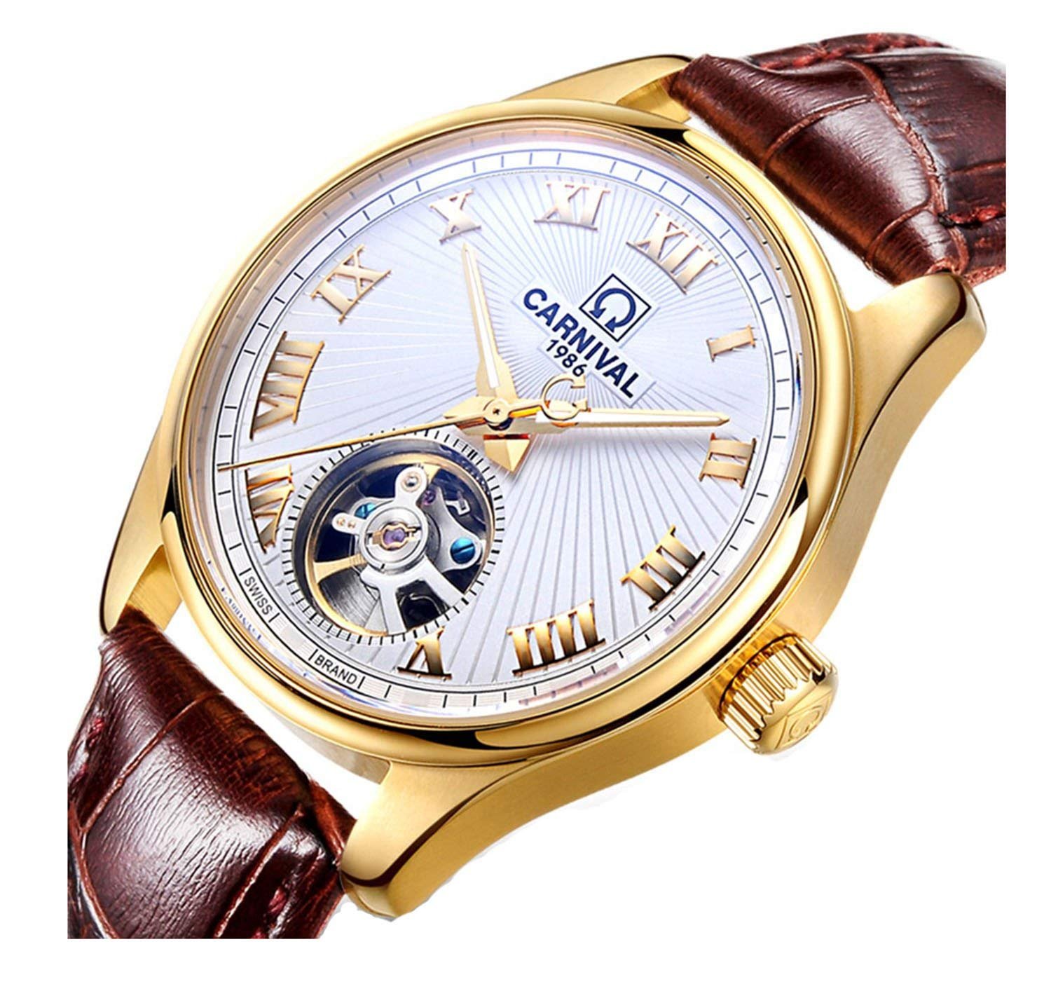 Gosasa Men's Automatic Skeleton Tourbillon Watch - Stainless Steel Waterproof Wristwatch for Business, Casual & Formal Occasions