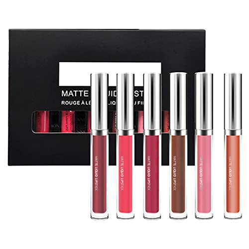 6-Piece Non-Stick Lip Gloss Set - Chocolate Flavor, Long-Lasting Moisturizing Lip Glaze, No Fade Makeup Glitter for Daily Wear & Party Looks
