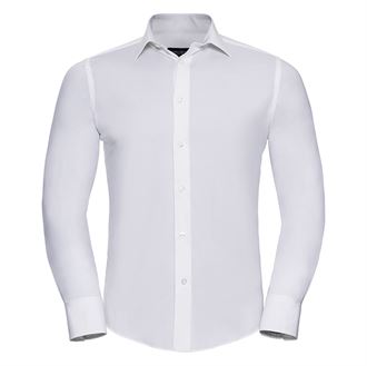 Russell Collection Easycare Fitted Shirt for Men - Long Sleeve Comfort Stretch Dress Shirt (J946M) - Perfect for Office, Business Meetings & Formal Occasions