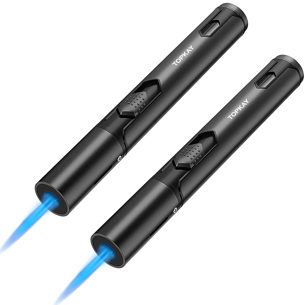 Premium Torch Lighters 2-Pack - Adjustable Jet Flame, Windproof Butane Refillable Gas Lighter for Candle Lighting, Grilling, BBQ, Fireworks & Outdoor Use (Butane Not Included)