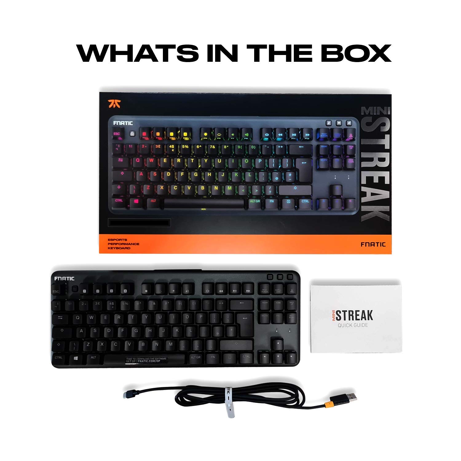 Fnatic miniStreak SPEED RGB Mechanical Gaming Keyboard - Compact Tenkeyless Design with SPEED Silver Switches - UK Layout QWERTY - Perfect for Esports, Gaming & Office Work