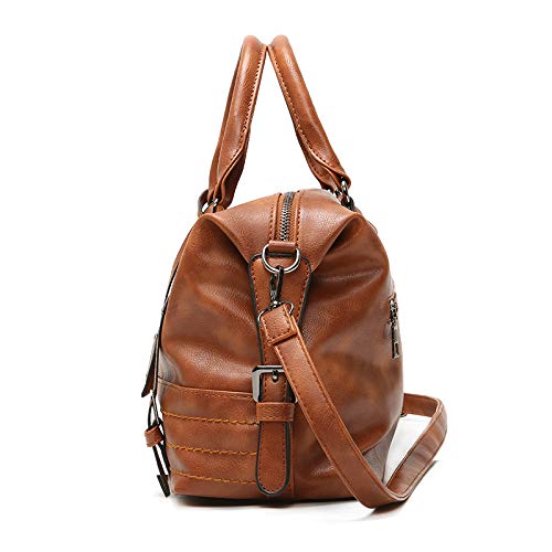 Boston Fashion Women's Oil Wax Leather Shoulder Bag - Large Capacity Messenger Handbag for Work, Travel & Daily Use