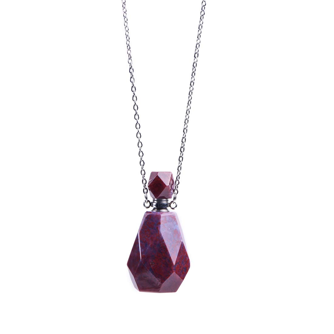 YGLINE Agate Essential Oil Necklace - Natural Gemstone Vial Diffuser Necklace for Aromatherapy | Youngliving Compatible Perfume Jewelry | Perfect for Stress Relief, Meditation & Daily Wear