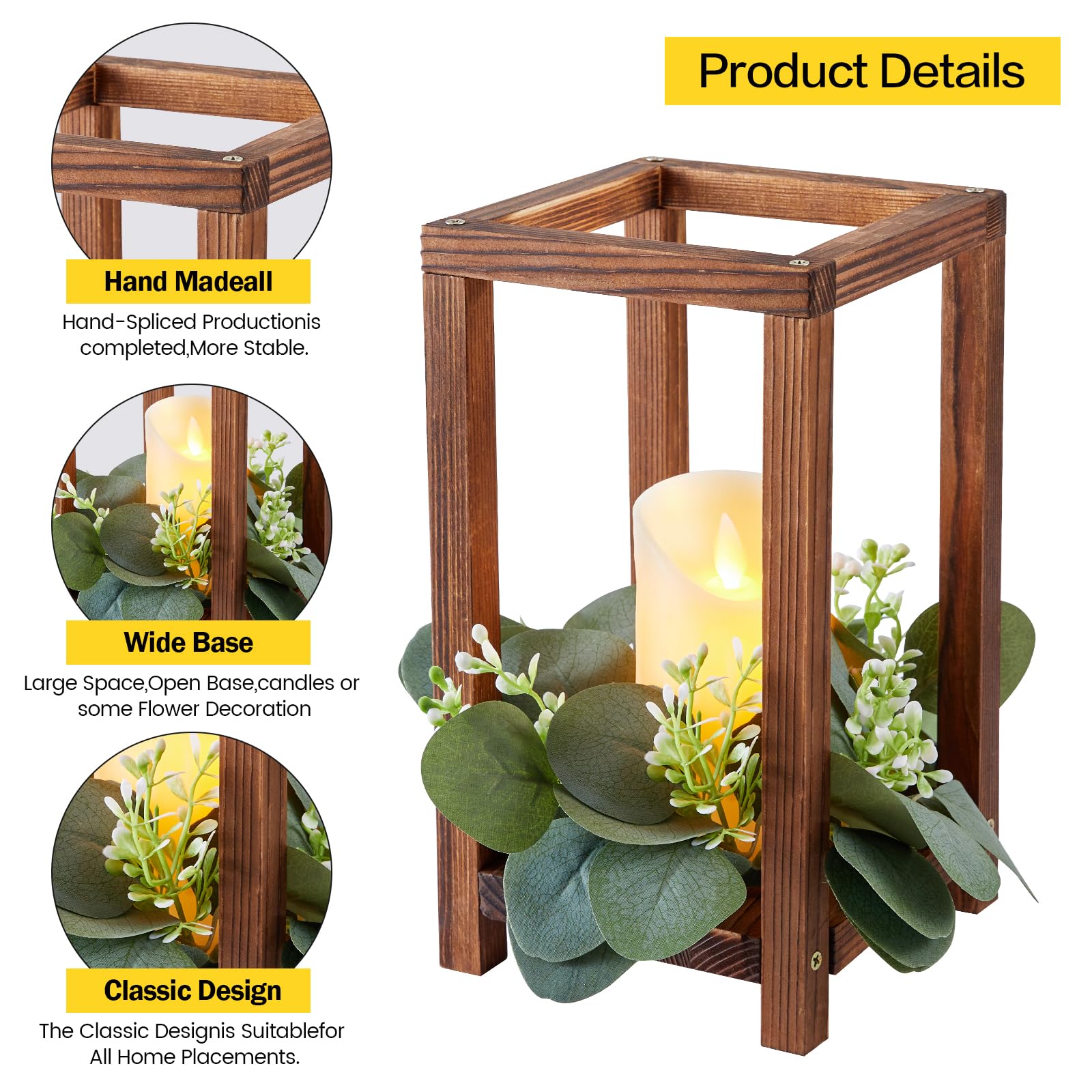 24-Piece Wooden Wedding Lantern Centerpiece Set - Rustic Farmhouse Candle Holders for Tables, Fireplaces, and Barn Weddings - Perfect for Table Decor, Country Weddings & Home Décor (No Candles or Flowers Included) - Ideal for Wedding Receptions, Anniversary Parties & Romantic Dinner Settings