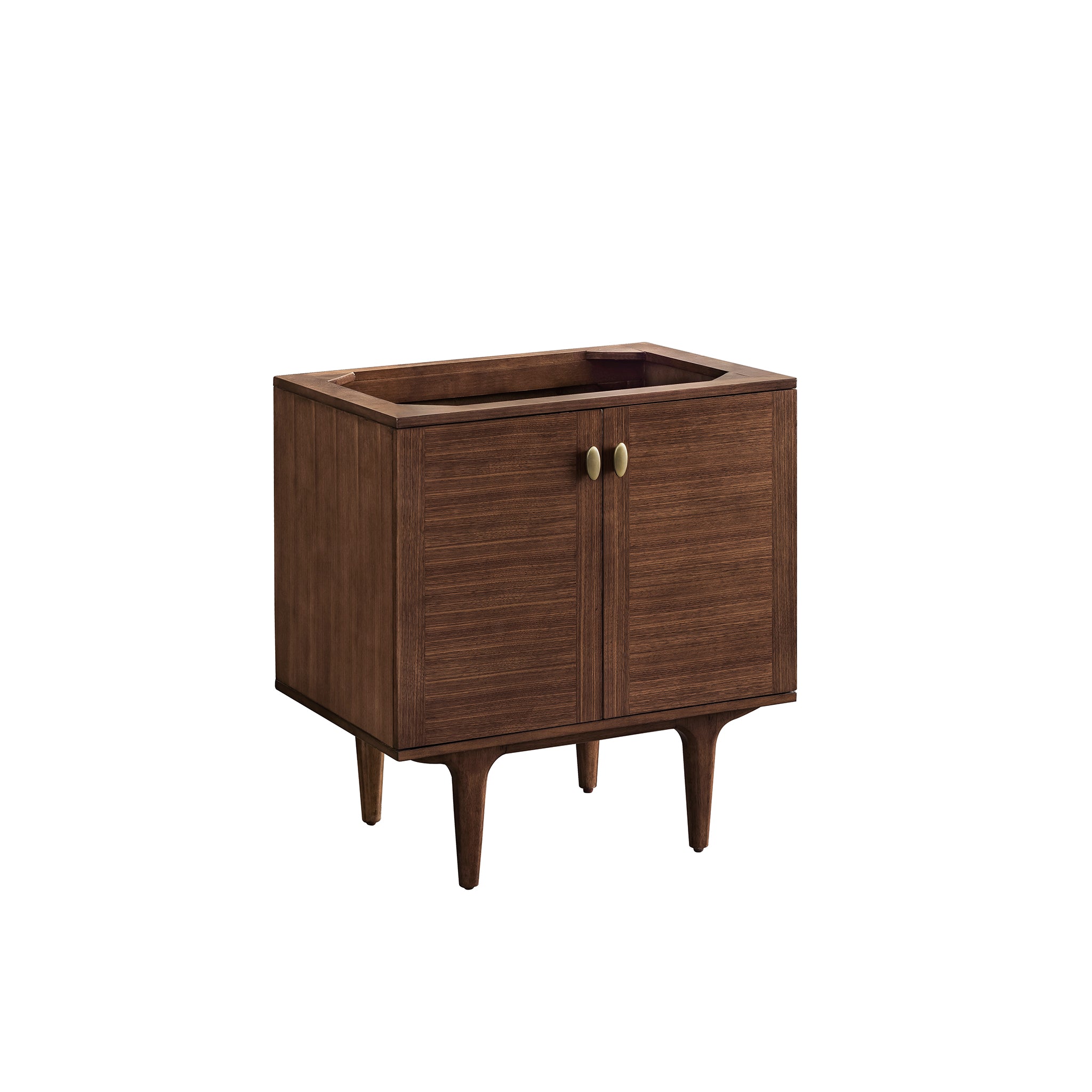 Amberly 30 Inch Single Bathroom Vanity with Sink - Mid Century Modern Walnut Finish for Small Space & Powder Room Remodel