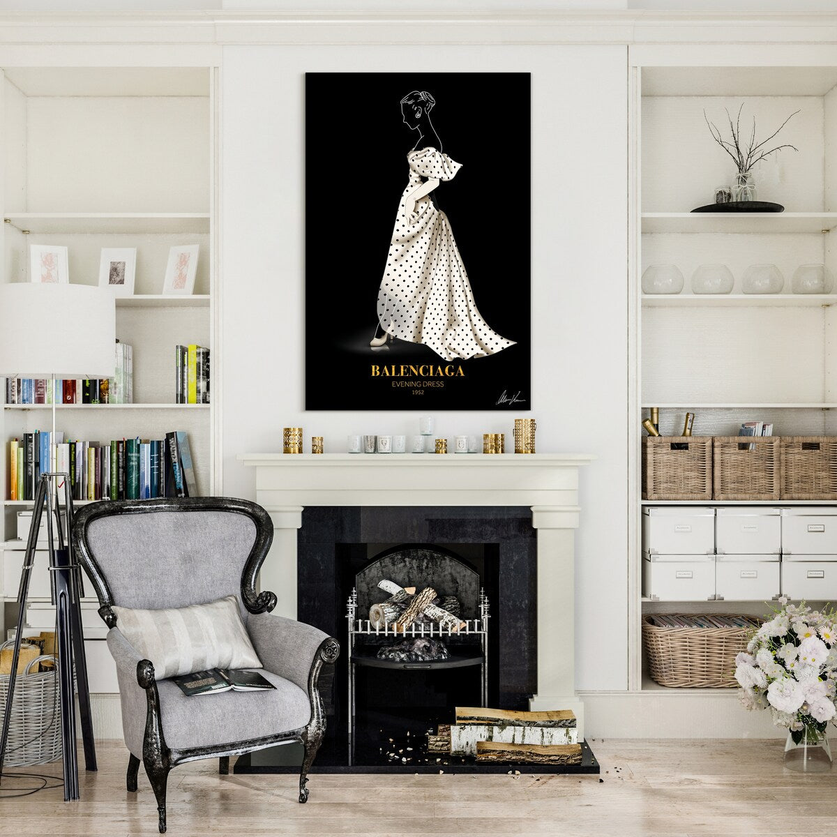 B Fashion White Frameless Free Floating Reverse Printed Tempered Glass Wall Art - Modern Home Decor for Living Room, Bedroom & Office
