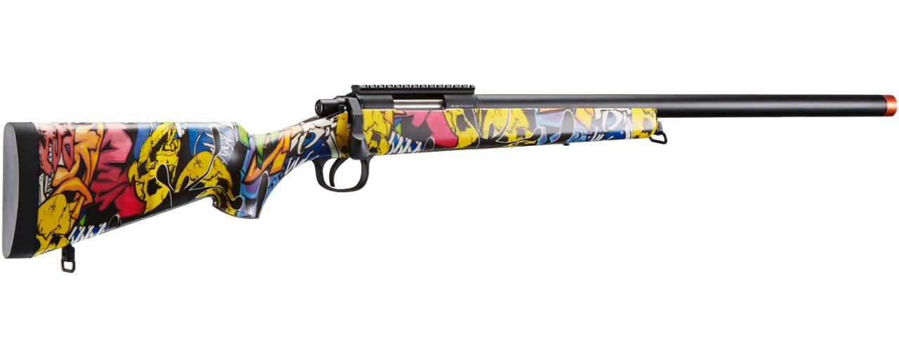 Double Bell VSR-10 Airsoft Bolt Action Sniper Rifle - 575 FPS High Power, Graffiti Camo Design | Perfect for Outdoor Tactical Games & Target Shooting