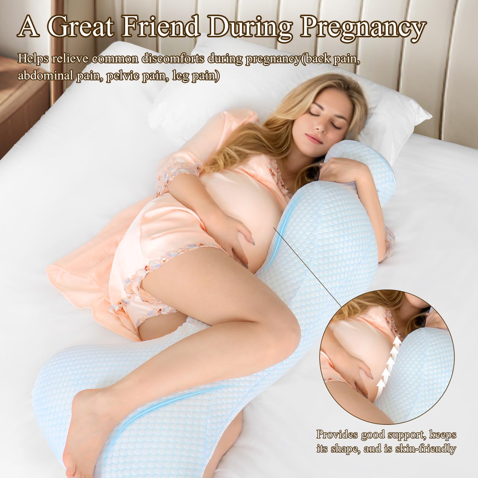 Cooling Mermaid Body Pillow for Adults – Full Memory Foam Long Hugging Pillow for Side Sleepers & Pregnancy Support – Soft Firm Bed Pillow for Comfortable Sleep & Relaxation | Perfect for Home, Office & Travel Use