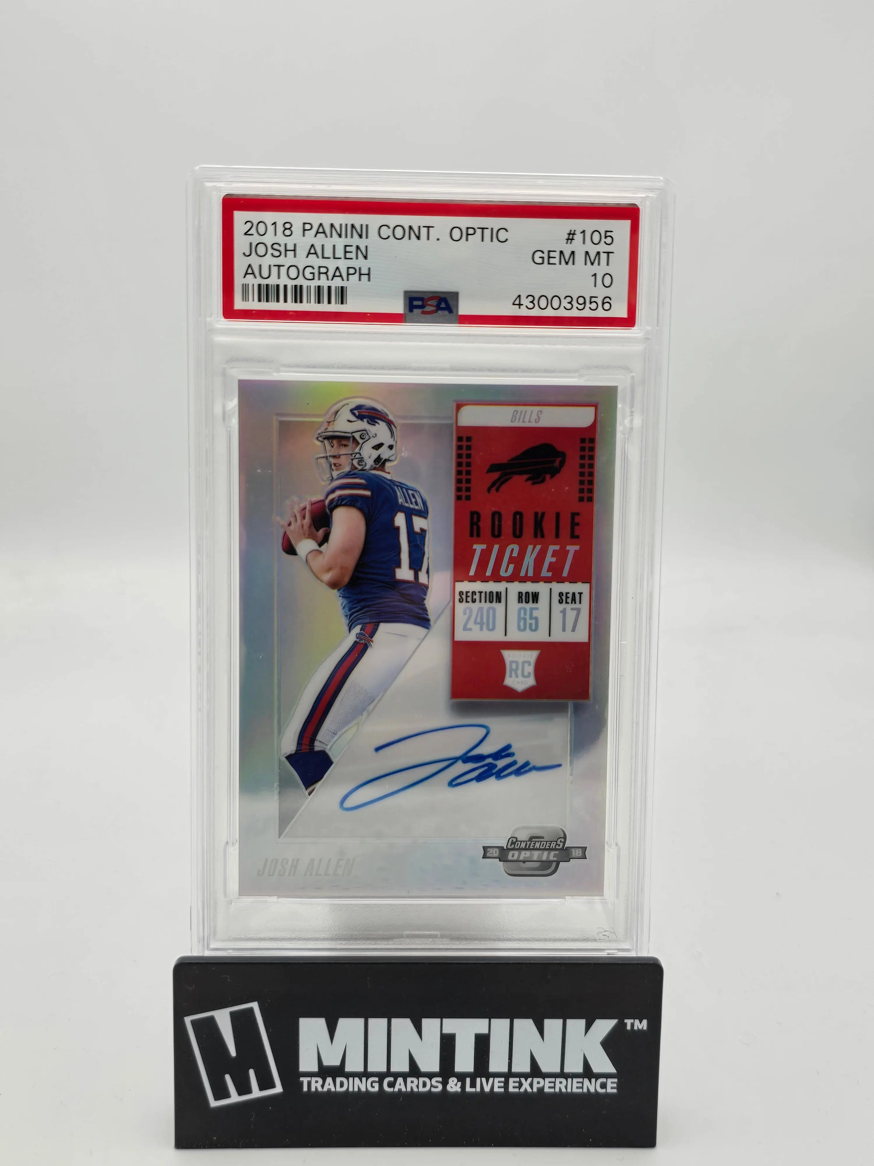2018 Panini Contenders Optic Josh Allen Rookie Ticket Holo Auto PSA 10 Gem Mint - Rare Football Trading Card for Collectors & Investors, Perfect for Sports Memorabilia Displays & Investment Portfolios