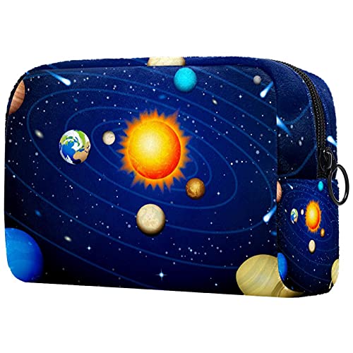 Waterproof Cosmetic Pouch & Toiletry Bag for Travel - Galaxy Space Planets Design, Saturn Print Makeup Organizer | Perfect for Business Trips, Vacations & Daily Use