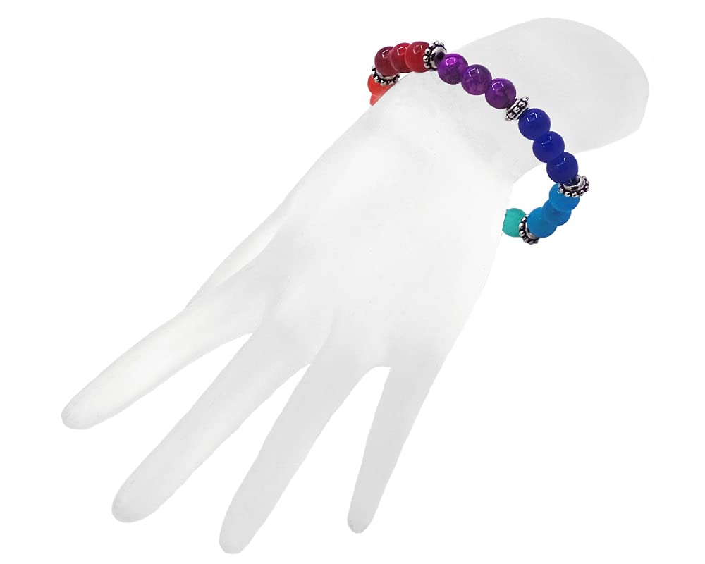 Rainbow Chakra Healing Gemstone Beaded Bracelet for Women - Handmade Boho Fashion Jewelry with Healing Crystals - Perfect for Yoga, Meditation & Spiritual Wellness