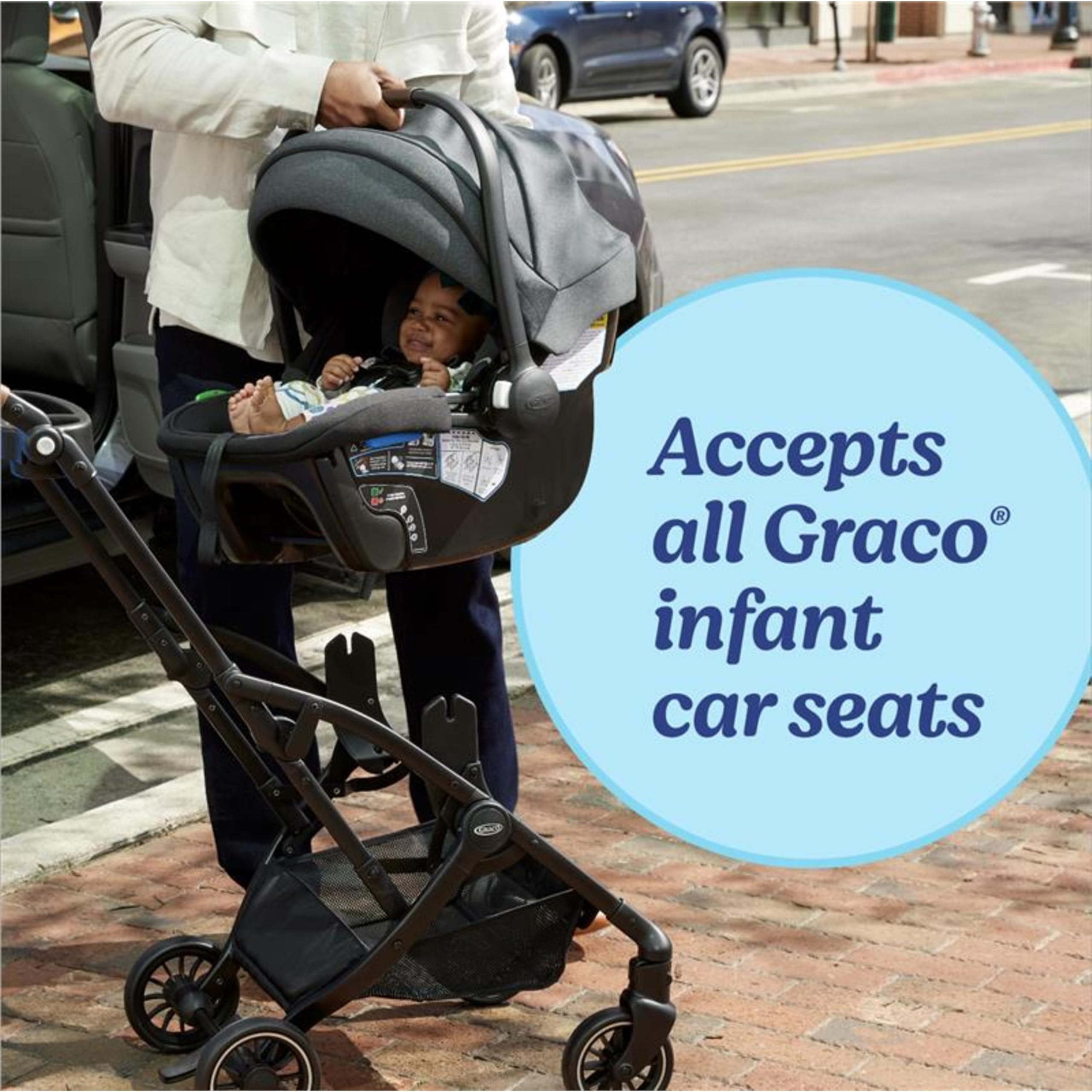 Graco On The Go MAX Lightweight Travel Stroller Frame - Compatible with All Graco Infant Car Seats, Compact Backpack Design for Easy Storage | Perfect for Air Travel, Shopping & Everyday Use with Baby