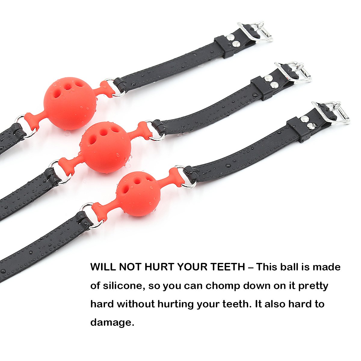 Premium Silicone Breathable Ball Gag for Adults - BDSM Bondage Restraints & Sensual Play (Red & Black, 1.9 Inch Ball) - Perfect for Roleplay, Spicing Up Relationships & Couples' Intimate Moments
