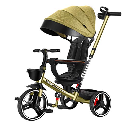 Jiji Baby Foldable Lightweight Kids Tricycle - No Assembly Required, Adjustable Seat with Cup Holder, Perfect for Toddlers Outdoor Play, Park Rides & Family Walks (Color: A)