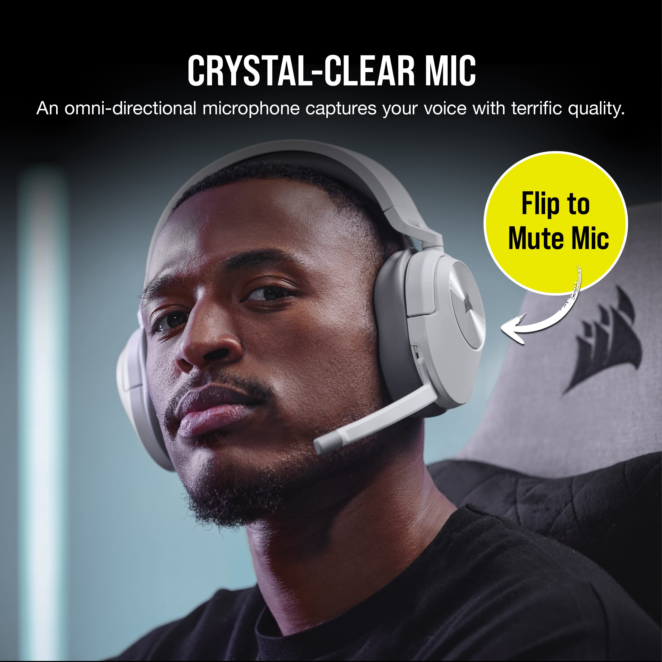 Corsair HS55 Wireless Gaming Headset - Bluetooth, Dolby 7.1 Surround Sound, Lightweight Design, iCUE Compatible - for PC, PS5, PS4, Nintendo Switch & Mobile (White) - Perfect for Competitive Gaming & Immersive Entertainment