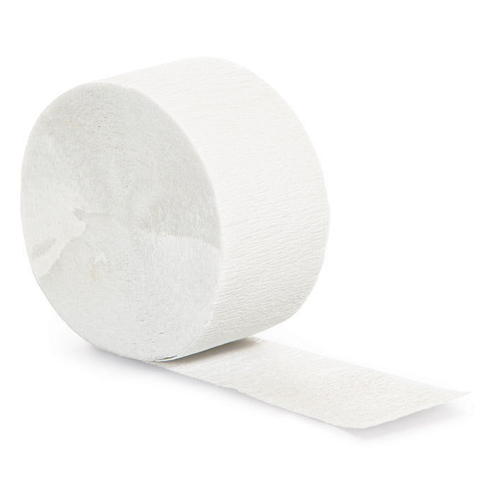 12-Piece Bulk White Crepe Streamer Roll - 81 Feet Long Party Decorations for Birthday, Wedding & Holiday Celebrations