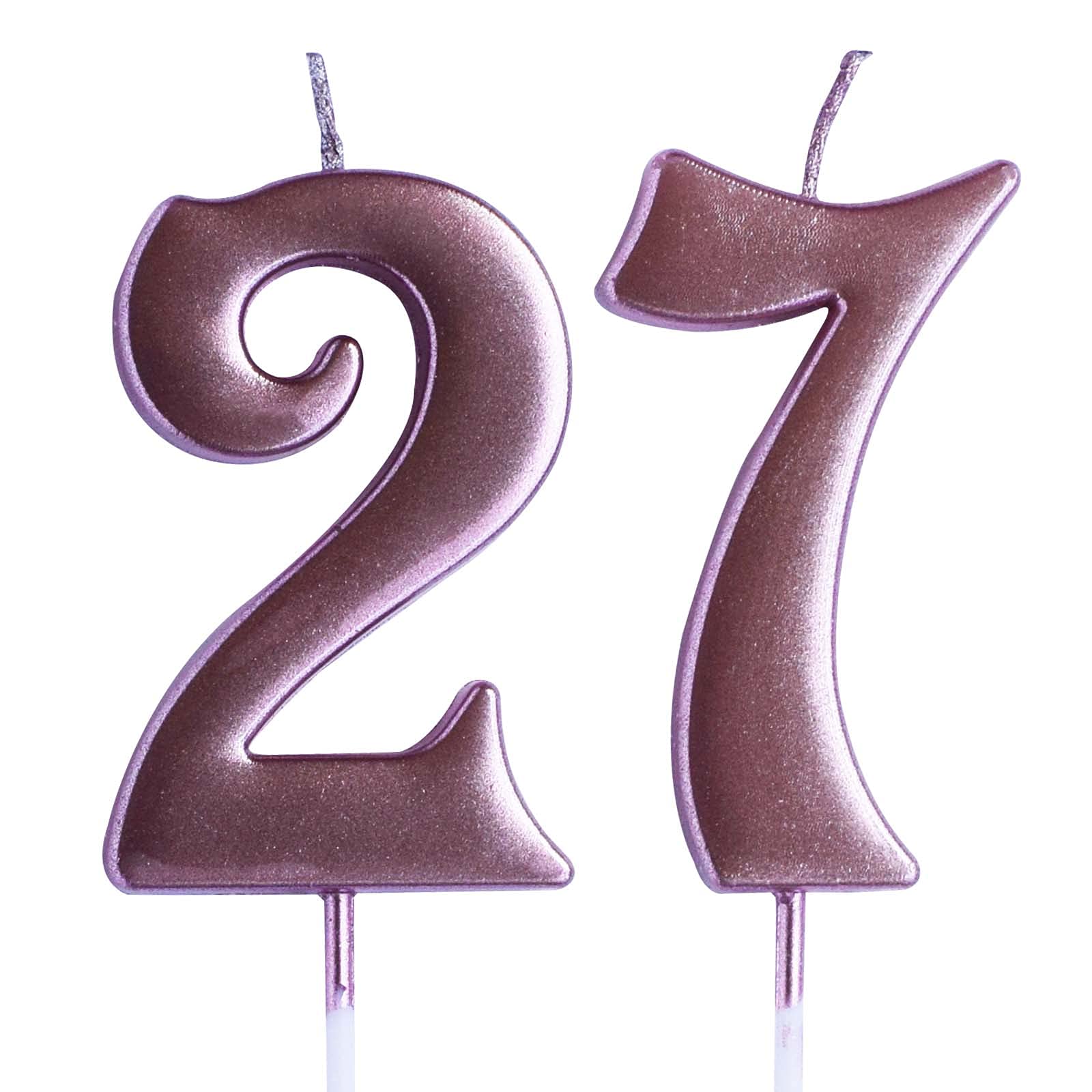 27th Birthday Candle - Elegant Rose Number 27 Cake Topper for Women & Men | Perfect for Birthday Party Decorations & Celebration Supplies